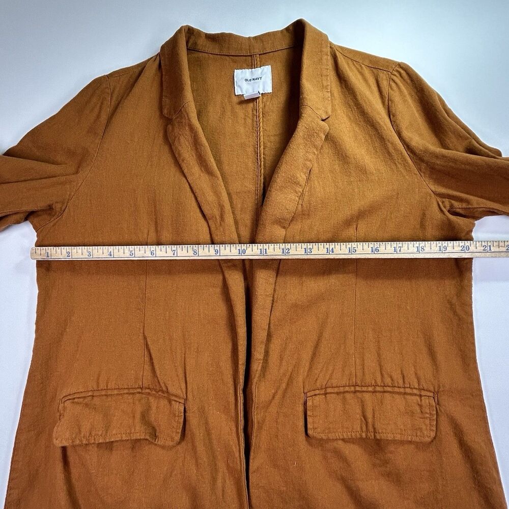 Old Navy Linen Blazer Womens Med Burnt Orange Open Front Lightweight Jacket - Picture 10 of 12